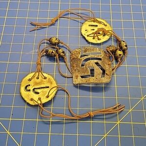 1980s 39" Tribal Belt Suede Strapy